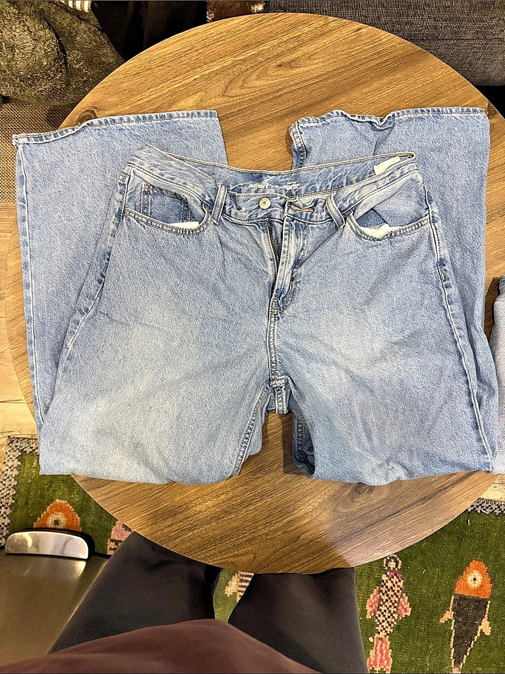 Old Navy Mid-Rise Wow Baggy Wide Leg Jeans Blue Waist 10